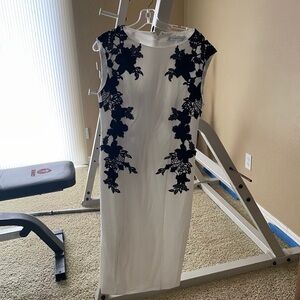 White with Black Lace Business Dress from New York & Company Size S - Brand New!